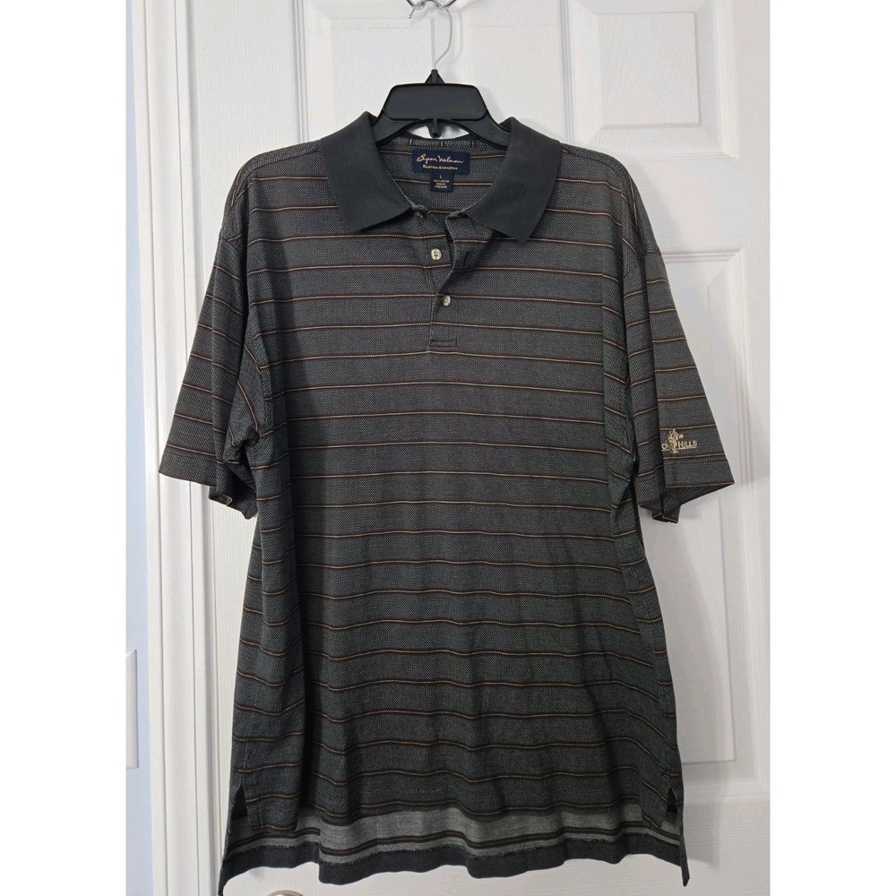 BYRON NELSON Eleven Straight Polo Golf Cotton Shirt Men Sz Large Gray Hong Kong